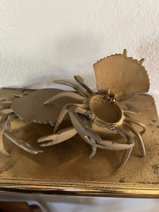 Vintage Gold Crab Figurine ring and key holder set - Picture 1 of 2